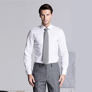 白色網格精選天山棉襯衫