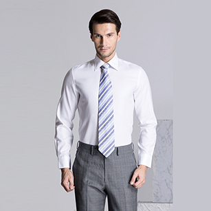 白色斜紋精選天山棉襯衫