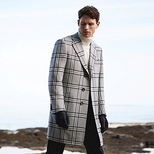 時(shí)尚格紋輕奢羊毛大衣