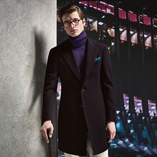 酒紅色單排兩?？劢?jīng)典羊毛大衣