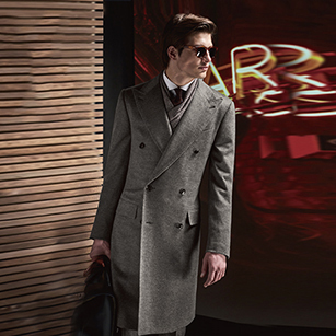 高級(jí)灰雙排扣優(yōu)雅羊毛大衣