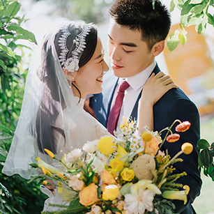 藍色格紋禮服定制