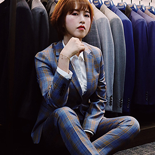 花色格子西服定制