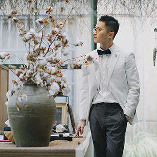 男士白色休閑同款西服定制