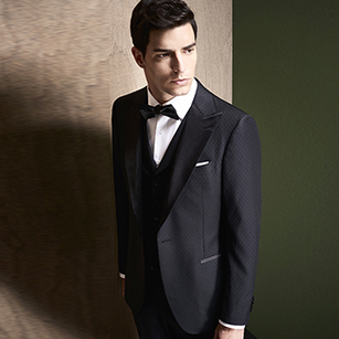 黑色提花戧駁領禮服套裝