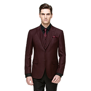 酒紅色商務禮服套裝