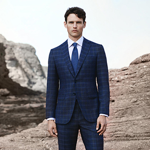 藍(lán)色蘇格蘭格紋奢華時尚商務(wù)套裝