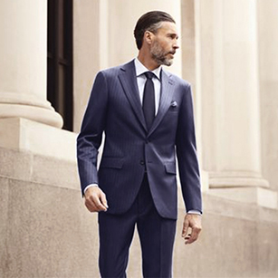 藍(lán)色豎條紋奢華經(jīng)典商務(wù)套裝