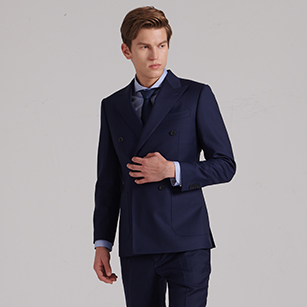 深藍(lán)色雙排扣商務(wù)西裝