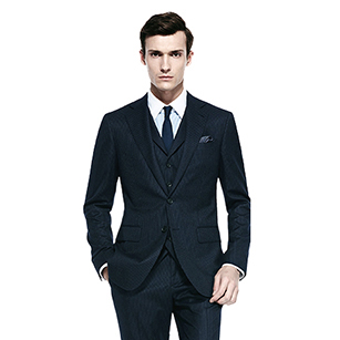 深藍色素色時尚三件套