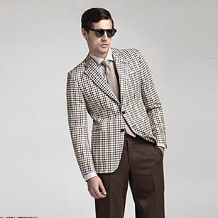 米黃色時(shí)尚格紋奢華單西